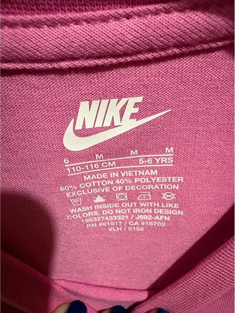 Nike Girls' Playful Pink T-Shirt Dress Size 6 (5-6 Years) Cotton-Polyester Blend